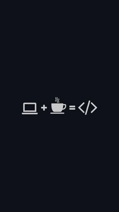 an image of a computer and coffee cup on a black background with the words love in white