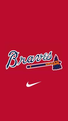 the braves logo on a red background