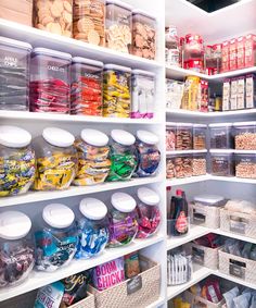 a pantry filled with lots of food and containers