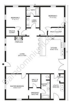 the floor plan for a two bedroom apartment with an attached kitchen and living room area