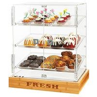 a display case filled with different types of pastries