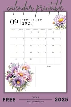 a calendar with flowers on it