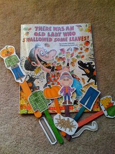 there was an old lady who swallowed some leaves book and stickers on the floor