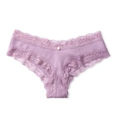 The Cheeky Panty Is Better Than Ever In An All-New Soft Cotton Fabric Trimmed With Airy Lace At The Waist And Legs. Lace Waistband And Leg Minimal Back Coverage, Lots Of Cheek Peek Pure Cotton Panel Machine Wash Imported Body : 62% Polyester, 34% Viscose, 4% Elastane Lace :85% Polyamide, 15% Elastane Gusset: 100% Cotton Exclusive Of Decoration Striper Outfits, Pretty Bras, Pretty Lingerie, Bras And Panties, Lingerie Collection, Sleepwear Women, Pure Cotton, Victoria's Secret, Lounge Wear