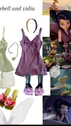 an image of disney princesses and their outfits for the movie, tinkerbell and vidia