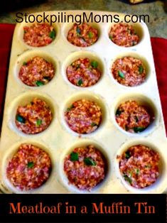 meatloaf in a muffin tin is ready to be baked and eaten for lunch