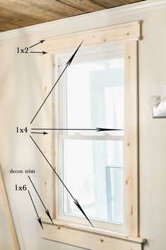 the measurements for an unfinished window are shown