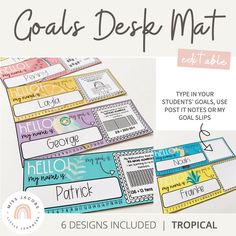 the goal desk mat is designed to help students learn how to use their name tags