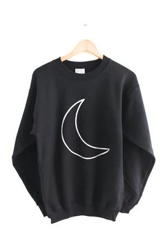 Moon Graphic Design, Gay Clothes, Mha Dr, Gay Outfit, Moon Graphic, Black Crewneck Sweatshirt, Moon Black, Dark Outfits, Witch Outfit