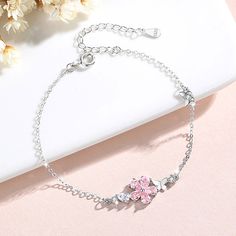 • Length: 15cm+4cm(adjustable), weight: 1.7g;
• Material: 925 sterling silver + cubic zirconia;
• Nickel-free, lead-free, cadmium-free and hypoallergenic, 100% safe for sensitive skin;
• A perfect gift to your mom, wife, daughter, sisters, friends or yourself. Cherry Blossom Petals, Pink Zircon, Butterfly Charm Bracelet, Zircon Bracelet, Silver Nose Ring, Bff Necklaces, Silver Bracelets For Women, Flat Back Earrings, Feather Necklaces