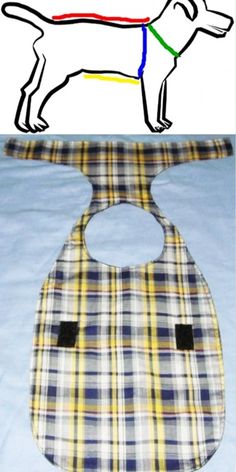 an image of a bib with a dog on the front and back side, in different colors