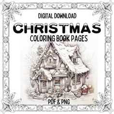 christmas coloring book pages for adults and children with the title'digital printable christmas coloring book pages '