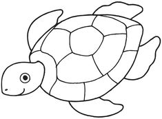 a turtle that is swimming in the water coloring pages, drawing for kids, easy drawings,