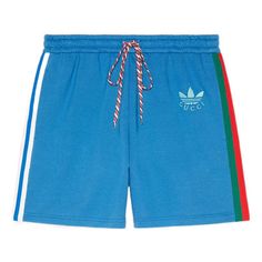 Gucci x Adidas Cotton Jersey Shorts 'Blue' 705626-XJEML-4747 (Men's/Stripe/Crossover) Casual Gucci Blue Bottoms, Gucci X Adidas, Gucci Adidas, Stylish Sneakers, Jersey Shorts, Crossover, Perfect Pair, Your Perfect, Adidas