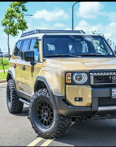 an suv is parked in a parking lot