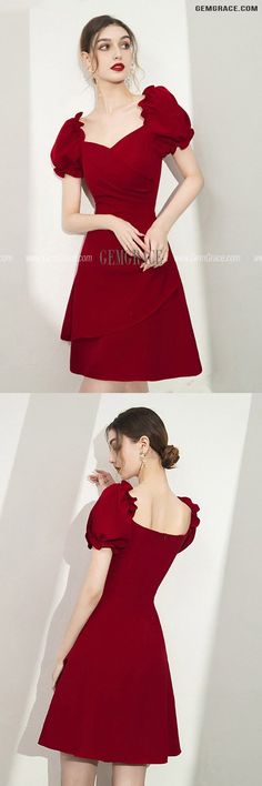 10% off now|Free shipping world-wide. Burgundy Bubble Sleeved Aline Short Party Dress For Semi Formal at GemGrace. Click to learn our pro custom-made service for wedding dress, formal dress. View #HomecomingDresses for more ideas. Elegant Burgundy A-line Mini Dress, Burgundy A-line Mini Dress For Evening, Burgundy Ruffled Mini Dress For Party, Burgundy Mini Dress For Evening, Formal Puff Sleeve Mini Dress For Party Season, Burgundy Knee-length Cocktail Mini Dress, Burgundy Mini Dress For Holiday, Holiday Burgundy Mini Dress, Elegant Burgundy Mini Dress With Short Sleeves