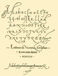 an old fashioned script with cursive writing on the bottom and uppercases