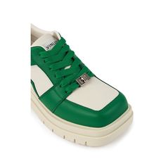 CALVIN LUO 23SS Green Square Toe Platform Sneakers Material: 100% Leather Lining: 100% Sheepskin/100% Rubber. Green Calf Leather Sneakers With Round Toe, Green Casual Calf Leather Sneakers, Green Square, Platform Sneakers, Sneaker Shopping, Square, Sneakers, Free Shipping, Green