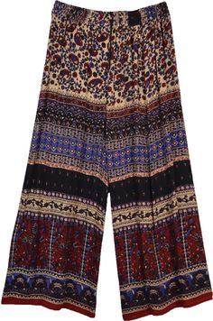 Paisley Print Bohemian Palazzo Pants | Multicoloured | Split-Skirts-Pants, Bohemian Whimsigoth Style, Secret Sister, Paisley Pants, Wide Leg Lounge Pants, Estilo Hippy, Hippie Skirts, Hippie Pants, Hippie Look, Fur Clothing