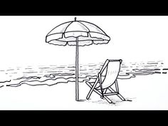 a drawing of a beach chair and umbrella