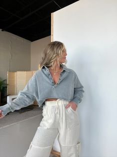 FP Dupe Cropped Sweatshirt Grey Hairstylist Outfits, Boho Pants, Cropped Sweatshirt, Style Change, Basic Outfits, Crop Sweatshirt, Grey Sweatshirt, Jumpsuit Dress, Stylish Outfits