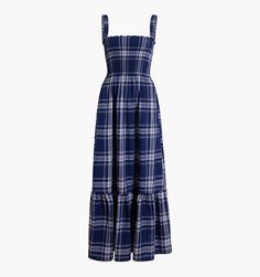 Meet the Anjuli, our sleeveless maxi Nap Dress® that’s as perfect for layering as it is for wearing on its own. It features our signature smocked bodice, elastic straps for a flexible fit, a slim maxi skirt, and a flirty, flouncy hem. About the PatternHill House’s classic plaid, reimagined for Spring with a navy and white color combo. Red And Blue Dress, Nap Dress, Long Sundress, Blue Tulle, Hill House, Check Dress, Blue Sparkles, Lilac Dress, Fashion 2024