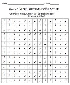 Quarter Note Worksheet, Music Notes Worksheet, Piano Worksheets, Music Theory Worksheets, Elementary Music Class, Music Camp, Music Lessons For Kids, Teaching Piano, Coloring Worksheet