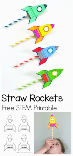 STEM Activity for Kids: How to Make Straw Rockets (w/ Free Rocket Template)- Fun for a science lesson, outdoor play activity, or unit on space! ~ BuggyandBuddy.com Rocket Template, Stem Activity For Kids, Kid Science, Play Activity, Science Lesson, Stem Activity