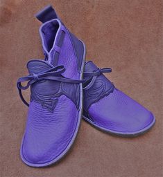 Handmade Violet Leather Shoes  Purple Bull Hide  NO by thoseshoes Custom Purple Leather Sneakers With Rubber Sole, Custom Sneakers With Leather Sole And Round Toe, Shoes Purple, No Shoes, Minimalist Shoes, Purple Shoes, Barefoot Shoes, Deer Skin, How To Make Shoes