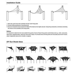 the instructions for how to make an inflatable tent with sails and other accessories