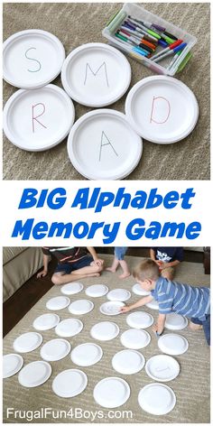 the alphabet memory game for kids to practice their handwriting and letter recognition with paper plates