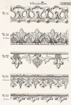 an old book page with different designs on it