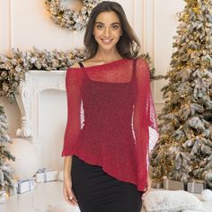 Sexy and sheer, this lightweight shrug poncho sweater tops your look effortlessly with a knitted loose pullover design and effortless drape. 

#poncho #shrug #holidayoutfit Sweater Over Dress, Sheer Poncho, Lightweight Shawl, Beach Poncho, Poncho Shawl, Knit Poncho, Sweater Tops, Poncho Tops, Cozy Knit Sweater