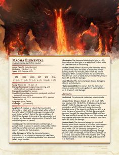 an image of a fire breathing monster in the middle of a page with text on it