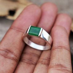 Natural Green Jade Men's Ring, Signet Ring, 925 Sterling Silver Ring, Weeding Ring, Engagement Ring, Handmade Ring, Anniversary Gift For Him 》D E T A I L S《 Gemstone: Natural Green Jade Gem Color: Green Stone Shape: Rectangle  Metal: 925 Sterling Silver Purity: 925 Parts Per 1000 Setting Type:  Channel Set Silver Polish: High Ring Size: All Size Available Please note that there Can be slight variations in stone texture and color shades in the actual product that you receive. The stone quality or Silver Stone Rings For Men, Mens Silver Rings Handmade, Jade Ring For Men, Stone Rings For Men, Anniversary Gift For Him, Silver Polish, Stone Texture, Jade Bracelet, Anniversary Gifts For Him