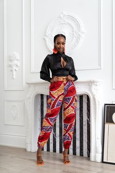 African Pants, Ankara Trousers, African Print Pants, Best African Dresses, Afrikaanse Mode, High Waist Trousers, African Fashion Women Clothing, Ankara Style, African Inspired Fashion