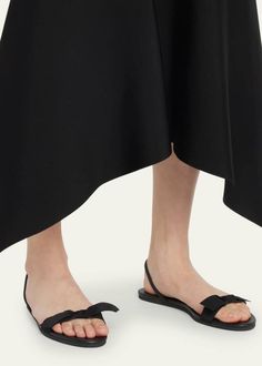 Flat Sandals With Bow, Summer Sandals With Satin Bow And Open Heel, Flat Party Sandals With Bow, Summer Evening Heels With Detachable Bow, Spring Open Toe Sandals With Satin Bow, Evening Open Toe Sandals With Satin Bow, Chic Evening Sandals With Satin Bow, Evening Satin Bow Open Toe Sandals, Open Heel Sandals With Satin Bow