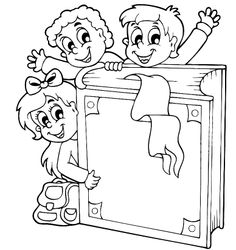 two children are playing in the box coloring page