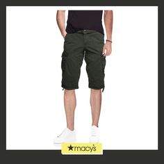 in stock Casual Knee-length Pants With Cargo Pockets, Casual Short Leg Cotton Capris, Casual Cotton Capris With Short Leg, Cotton Capri Shorts With Pockets, Sporty Cotton Capris With Pockets, Casual Cotton Capri Cargo Pants, Green Knee-length Bottoms With Side Pockets, Casual Capris With Built-in Shorts, Camouflage Military Shorts For Outdoor