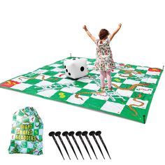 PRICES MAY VARY. Fun For The Whole Family - This giant life size snakes & ladder version of the classic game is so much fun for the whole family, it can be played indoors or outdoors and will surely keep everyone entertained and excited to play! Classic With A Twist - We put our own fun twist and exciting features to this classic game of snakes and ladders - every kit includes a detailed players manual that is easy to understand. Easy To Set Up - All you have to do is lay out the game mat (inclu Giant Checkers, Dice Storage, Ladders Game, Giant Snake, Snakes And Ladders, Ring Toss, Giant Inflatable, Classic Board Games, Yard Games