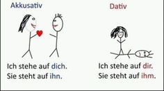 two cartoon images with words in german and english