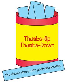 there is a red and yellow container that says thumbs - up thumb - down on it