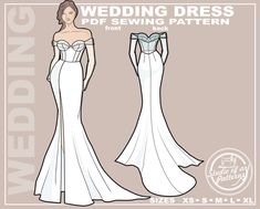 the wedding dress sewing pattern is shown