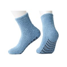 Fuzzy and warm, these misty blue socks also feature non-slip soles to give you a bit of extra security on slippery floor surfaces.If your feet are happy, your day is on its way to a being good one. That's why our socks are not only durable and comfortable, they add another level of style to your wardrobe, too. Our women's socks are soft and strong - with hand-sewn toes for a smooth finish. These socks are a combination of: 65% cotton (for cool, dry, comfortable feet) 32% polyamide (for an extra Comfortable Non-slip Snug Socks, Comfortable Snug Non-slip Socks, Cozy Non-slip Socks For Indoor Use, Comfortable Non-slip Socks With Round Toe, Cozy Non-slip Indoor Socks, Comfortable Non-slip Round Toe Socks, Cozy Comfortable Non-slip Socks, Comfortable Soft Blue Socks, Soft Comfortable Blue Socks