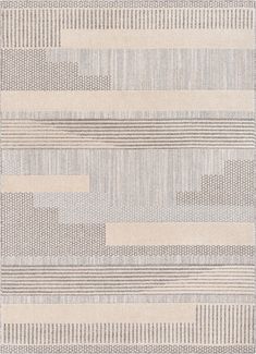 a gray and white rug with lines on it