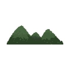 three green hills are shown in this pixel art