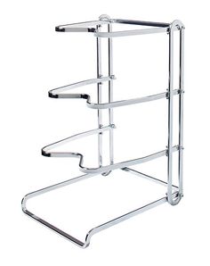 a three tiered metal rack with four shelves