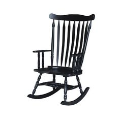 a black rocking chair on a white background