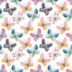 a colorful butterfly pattern on a white background