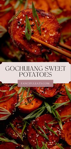 Gochujang Sweet Potatoes. Baked Pork Loin, Gochujang Recipe, Korean Sweet Potato, Gochujang Sauce, Spicy Korean, Asian Inspired Dishes, Vegetarian Chili, Favorite Side Dish